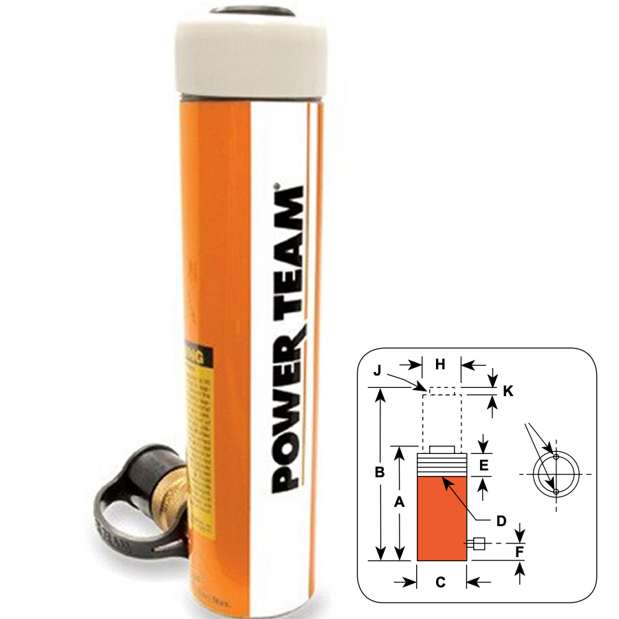 SPX FLOW Power Team C102C Cylinder 10 Ton, Single Acting, 2-1/8" Stroke