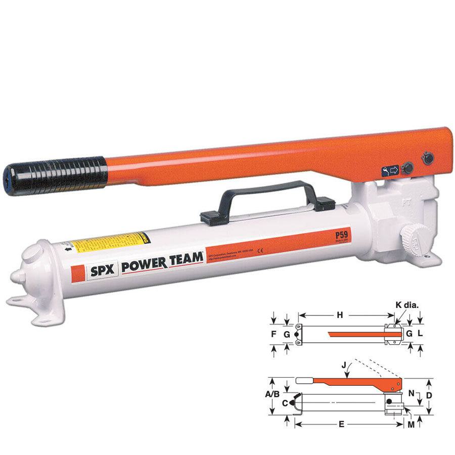 SPX FLOW Power Team P59 Hydraulic Hand Pump, Two Speed, .16-.662 Cubic Inch Stroke